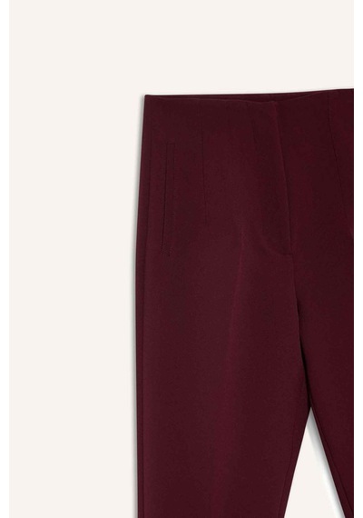 Defacto Carrot Fit Fermuarlı Yüksek Bel Dar Paça Crop Pantolon C2466ax25aubr171 Bordo