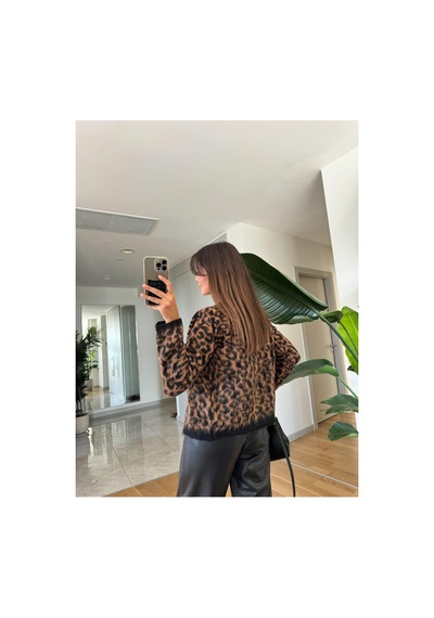 Piedra Leopar Desen Şardonlu Kadın Hırka Siyah - 674122990 Siyah - 674122990 Siyah