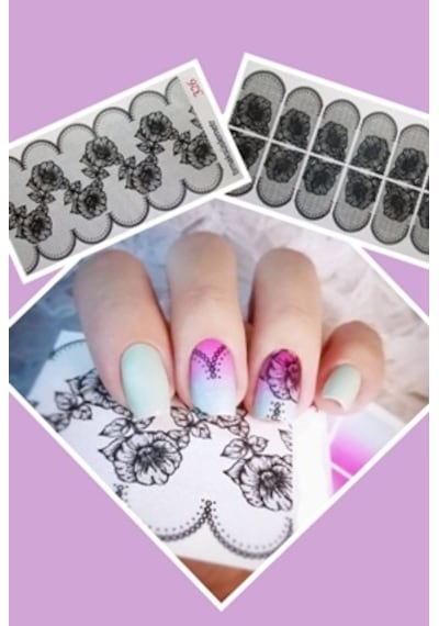 Dantelli Gül Tırnak Sticker Tırnak Dövme Nail ART  326