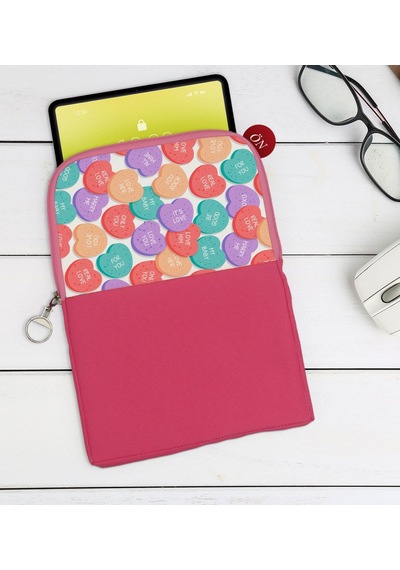 Bk Gift Kişiye Özel Sevgililer Karikatürlü Taşınabilir Koruyucu Tablet Kılıfı & Organizer Çanta - Pembe-13 Kılıf