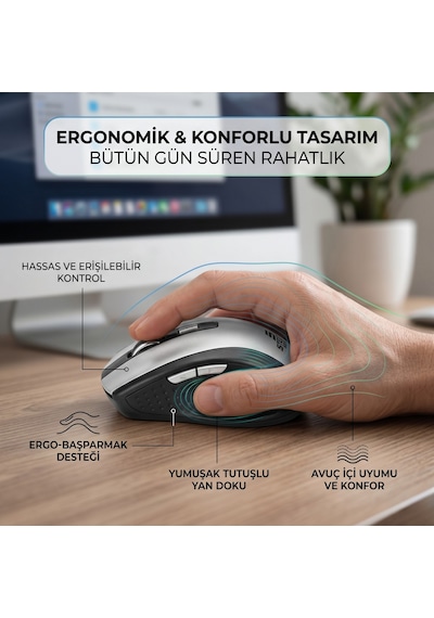 Kablosuz Mouse Gümüş, 2.4ghz Tak-çalıştır Hızlı Kurulum Ofis İçin Mouse, Kompakt Tasarım Mini Mouse Diğer