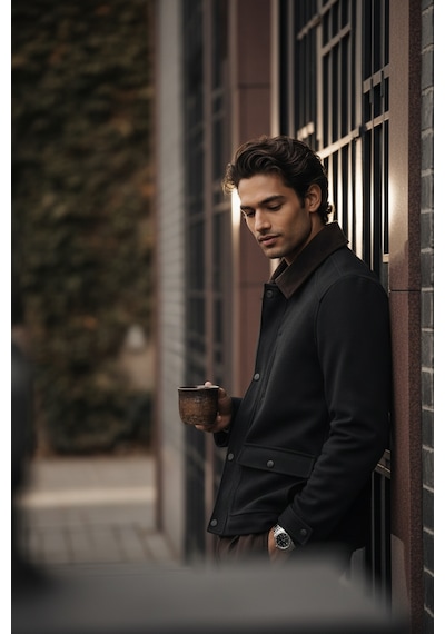 İmza Antrasit Kadife Polo Yaka Düz Yırtmaçsız Tam Astar Slim Fit Casual Mont Antrasit