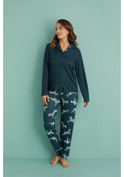 Arcan Mihra Kadın Gömlek Yaka Termal Pijama Takımı 14300/20 - 1 Adet 001