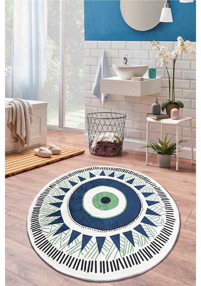 Occhio 100x100 cm Çap Banyo Halısı Djt Yıkanabilir Kaymaz Taban  Paspas Klozet Takımı Çok Renkli