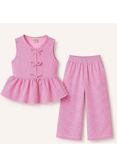 My Kids Wear Kız Çocuk Bella Fiyonk Detaylı Alt Üst Takım 12800 Fuşya