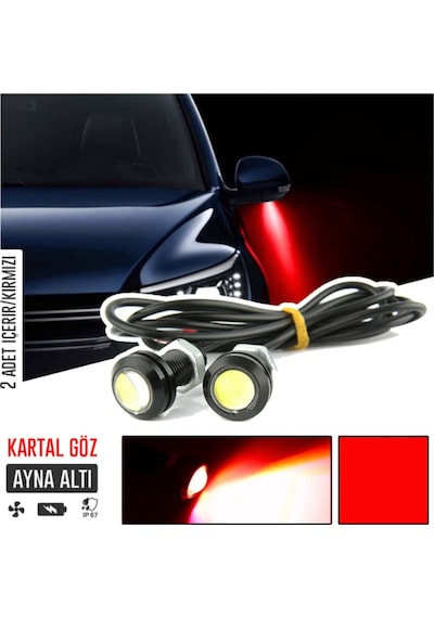 Kartal Göz Led Ayna Altı Led Eagle Eye Civatalı Kırmızı Renk 18mm Sts Oto Aksesuar