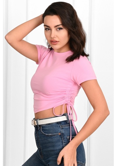 Büzgü Detaylı Kısa Kollu Tshirt 9958 001
