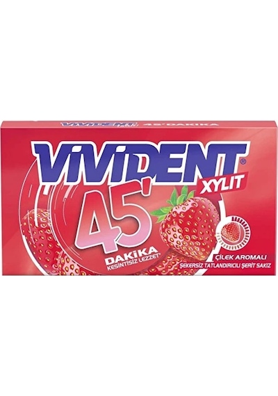 Vivident Cüzdan Sakız 45 Dakika Çilek Aromalı 18 x 26 G