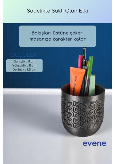 Kalemlik Masa Kalemliği Organizer Kalemlik Gümüş Eskitme Renk Model 77 Çok Renkli