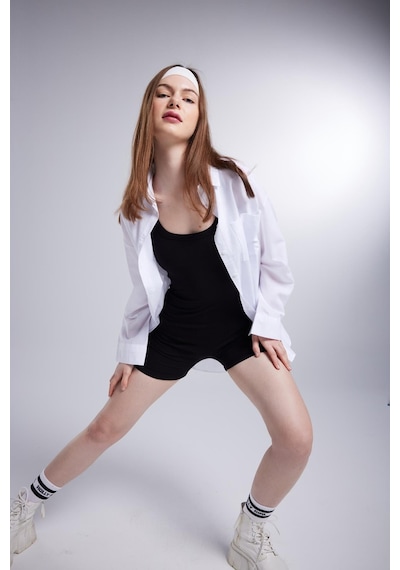Holly Lolly Cepli Oversize Kesim Lovesize Gömlek Beyaz