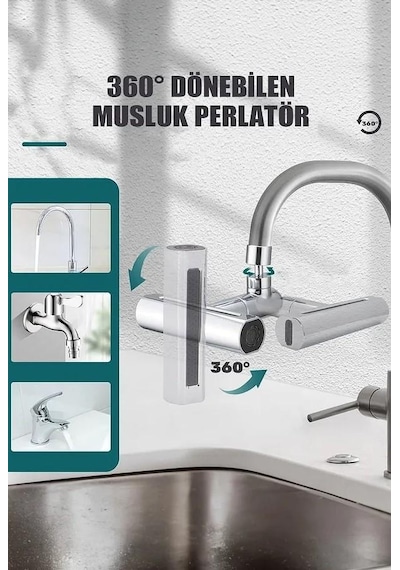 Krom Tasarruflu 4 Modlu Ayarlanabilir Musluk Başlığı Lavabo Batarya Fiskiye Ucu Perlatör