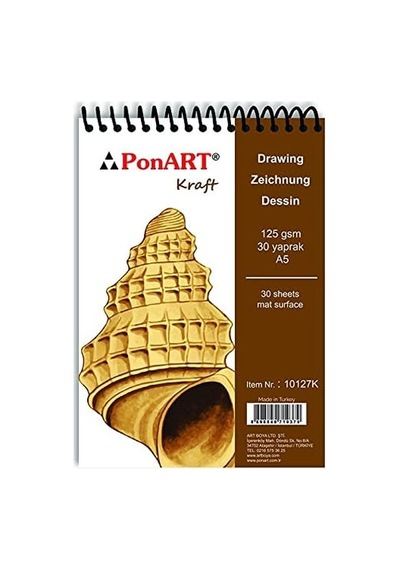 Ponart Phm-10 127k Kraft Blok Defter A5 30 Yaprak, Pastel, Guaj Ve Akrilik Boyama İçin