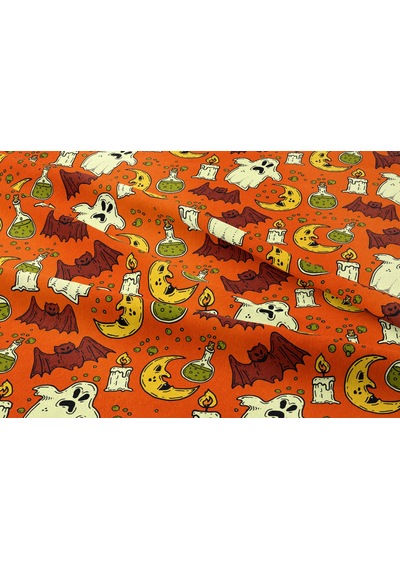 Happy Halloween Turuncu Zeminli Yarasalı, Hayalet