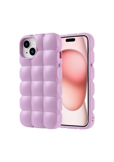 Apple Uyumlu iPhone 15 Kılıf Parlak Esnek Silikon Zore Dom Dom Kapak Lila