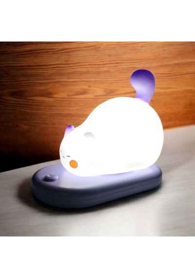 Dokunmatik Sevimli Pati Kedi Modelli Usb Şarjlı Led Karikatür Silikon Gece-masa Lambası Mavi