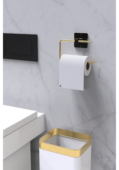 Karteya Yapışkanlı Gold Tuvalet Kağıdı Tutacağı/tuvalet Wc Kağıtlık Gold