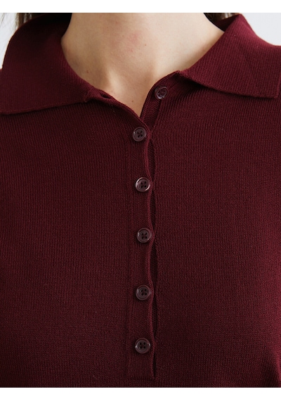 Lcw Vision Bordo Polo Yaka Kadın Triko Kazak