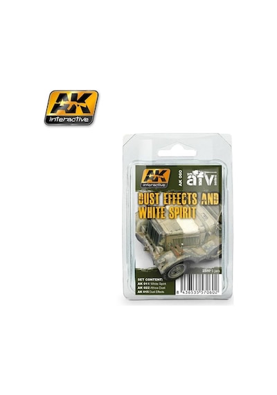 3x35 Ml. Toz Efektleri Ve Beyaz İspirto Enamel Maket Boyası Seti, Ak Interactive 060 Standart