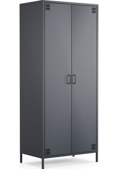 Pera Metal Elbise Dolabı, Soyunma Dolabı, İki Kapılı, 80,50 X 50 X 189,50 Cm Ral 7016 Antrasit