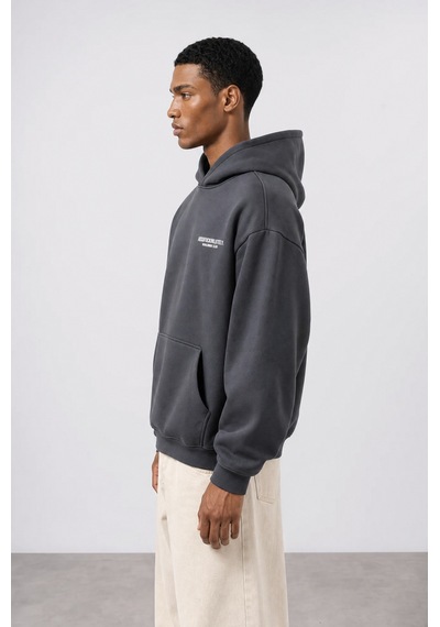 Respire Erkek Absofuckinlutely Baskılı Oversize Hoodie Füme