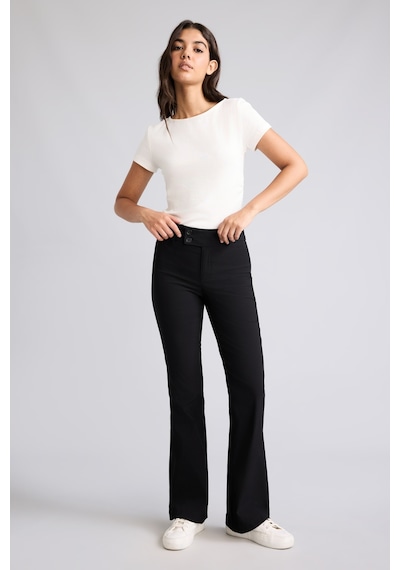 Defacto Çift Düğmeli Flare Fit Normal Bel Standart Boy Bengalin Pantolon G2313ax26aubk81 Siyah-bk81