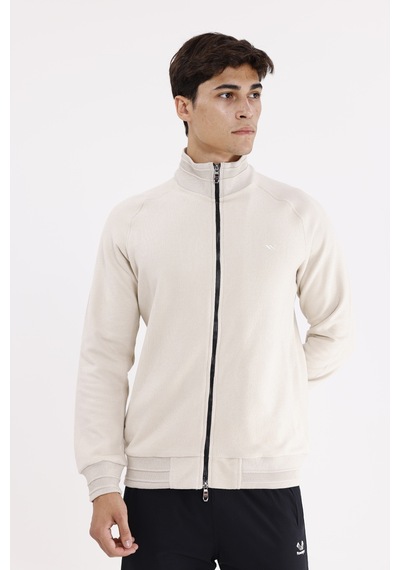Rowinger Polo Yaka Rahat Kalıp Selanik Yapıda Mevsimlik Spor Görünümlü Sweatshirt Beıge