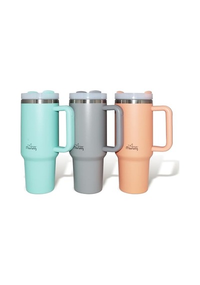 Any Morning Vaha 1200 Ml Termos Mug, 3 Kademeli Çevirmeli Kapak, Açık Somon Sı2440217 Açık Beyaz