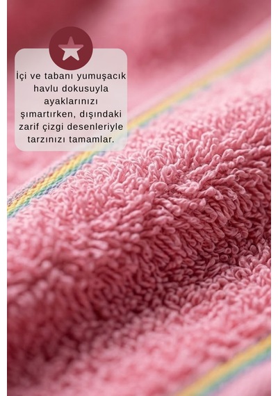 Socketta Kadın 6'lı Çok Renkli Şeritli Tabanaltı Havlu Patik Çorap Pembe