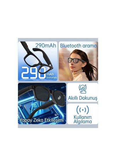 S2 Max Akıllı Gözlük Kameralı Bluetooth Konuşma Ve Çekim Özellikli Gözlük Siyah Ve Beyaz Cam Hediye