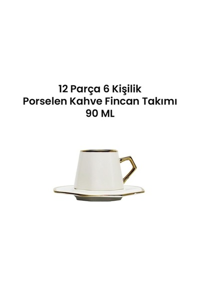 Enza Milas 6'lı Porselen Kahve Fincanı Takımı Beyaz