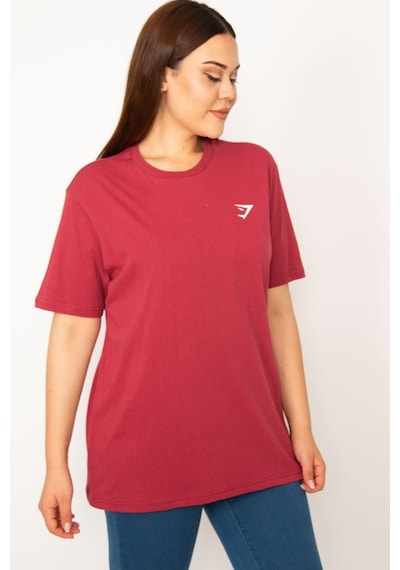 Şans Kadın Bordo Bisiklet Yakalı Kısa Kollu Basic Bluz 65n33279-bordo Bordo