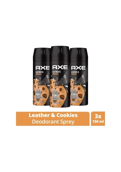 Tedar 3 Adet Axe Erkek Sprey Deodorant Leather & Cookies 48 Saat Etkileyeci Koku 150 Ml Najmaddin Amber