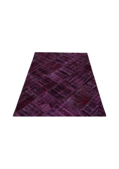 El Dokuması Patchwork Vintage Yün-pamuk Mor Halı 22347 120 X 180 Cm