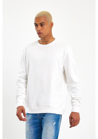 Süperlife Erkek Bisiklet Yaka Regular Fit İnce Sweatshirt Spr 20k30 Ecru