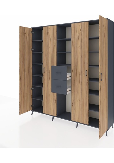 Hyperion Dolap 15 Raflı 2 Çekmeceli 4 Kapaklı 220x44x243 Antrasit-çam/antrasit Atlas Çam/antrasıt Hyperion Dolap 15 Raflı 2 Çekmeceli 4 Kapaklı 220x44x243 Antrasit-çam/antrasit Atlas Çam/antrasıt