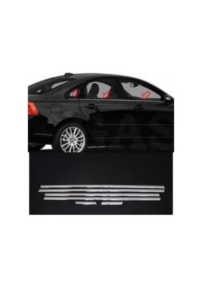 Volvo S40 Krom Cam Çıtası 6 Parça 2005 - 2012 Paslanmaz Çelik