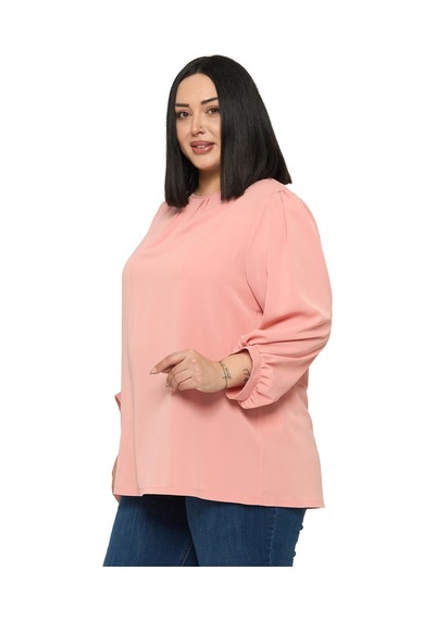 Disentis Modest Büyük Beden Yuvarlak Yaka Truvakar Büzgülü Kollu Rahat Kesim Pudra Bluz Pudra Disentis Modest Büyük Beden Yuvarlak Yaka Truvakar Büzgülü Kollu Rahat Kesim Pudra Bluz Pudra