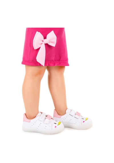 Kiko Kids Bart Cırtlı Işıklı Kız Çocuk Spor Ayakkabı Beyaz