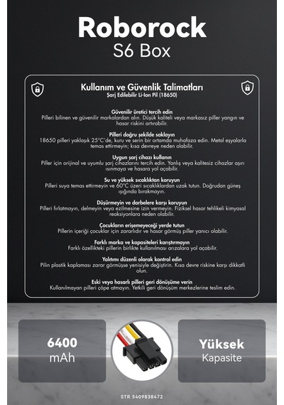 Roborock S6 6400mah Box Robot Süpürge Bataryası G.g