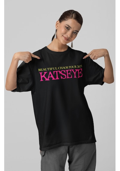 Sevbano Katseye Kpop Müzik Grubu Sırt Baskılı Unisex Oversize Tişört Siyah