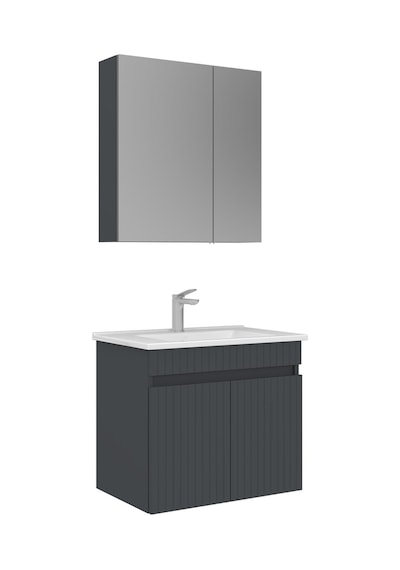 Orka Tivoli 65 Cm Mat Antrasit Banyo Dolabı Takımı Ve Boy Dolabı Antrasit