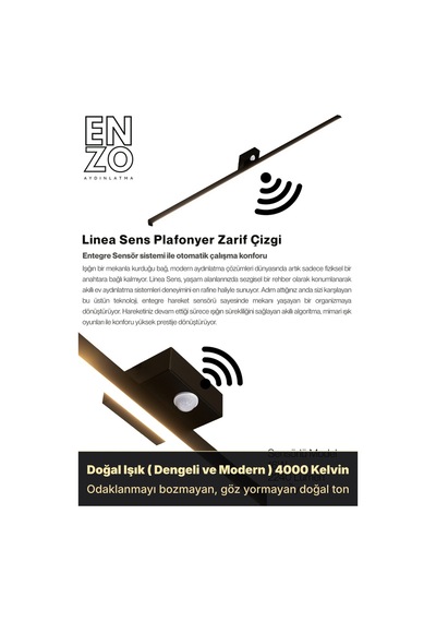 Linea Sensörlü Aşağı Işık - Tavan Plafonyer Doğal Işık