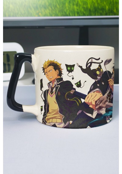 Ao No Exorcist Anime Baskılı Seramik Lüks Kupa 1 Adet Özel Siyah Kulp Dalga Kulp V5d Çok Renkli