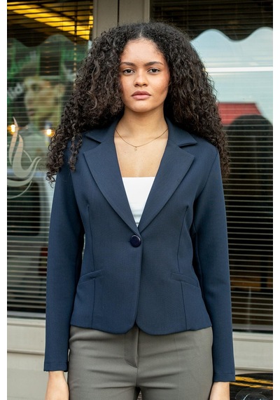 Yakalı Flato Cepli Uzun Kol Pamuklu Kumaş Hafif Likralı Kısa Blazer Ofis Ceket-koyu Lacivert K.lacivert Yakalı Flato Cepli Uzun Kol Pamuklu Kumaş Hafif Likralı Kısa Blazer Ofis Ceket-koyu Lacivert K.lacivert