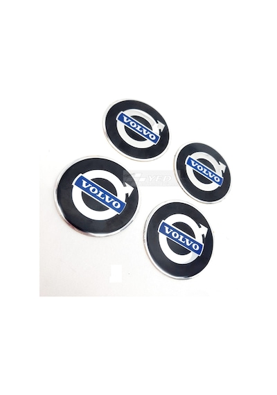 Jant Göbeği Arma Volvo 60Mm Alüminyum 4Lü Set Mavi Siyah
