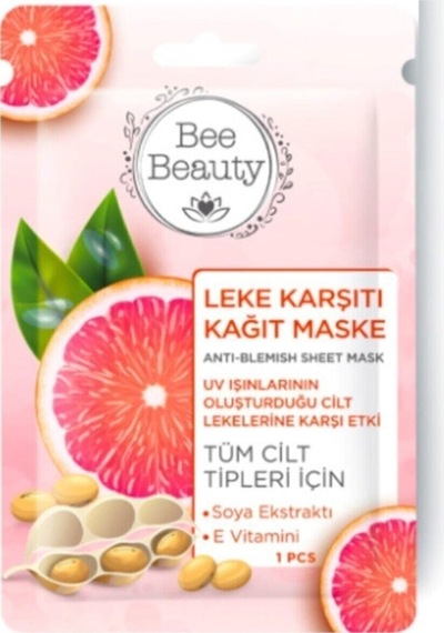 Bee Beauty Soya Eksrtaktı & Vitamin E Leke Karşıtı Kağıt Maske 25 ML