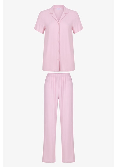 Penti Pembe Alia Pink Düğmeli Gömlek Pantolon Pijama Takımı