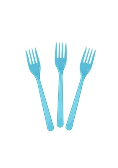 Çatal Plastik Çatal 25 Adet Mavi Renk Mavi