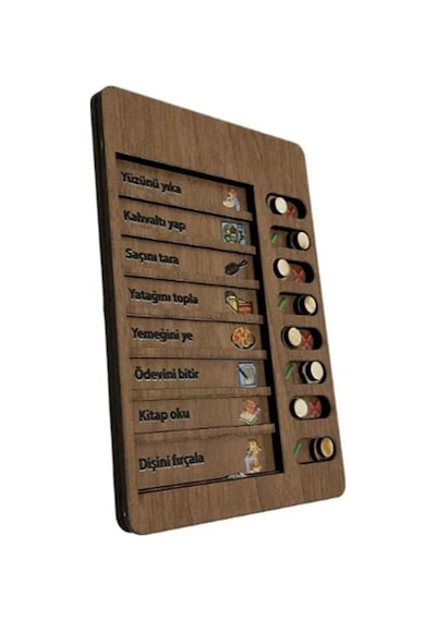 Ahşap Çocuk Günlük Rutin Checklist Kontrol Listesi