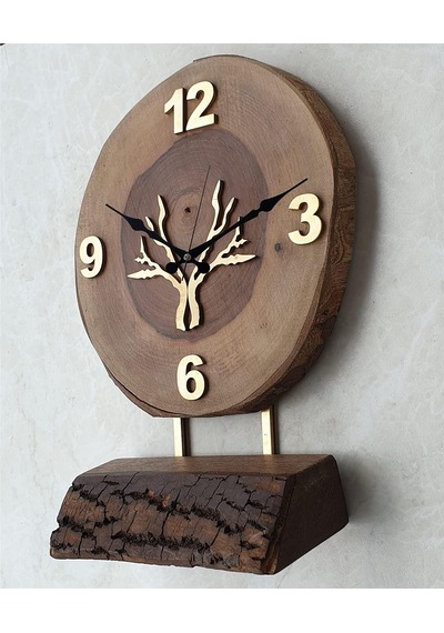 Doğal Masif Ahşap Ağaç Gold Altın Duvar , Masa Saati 25x40 Cm Mks20r9a Diğer